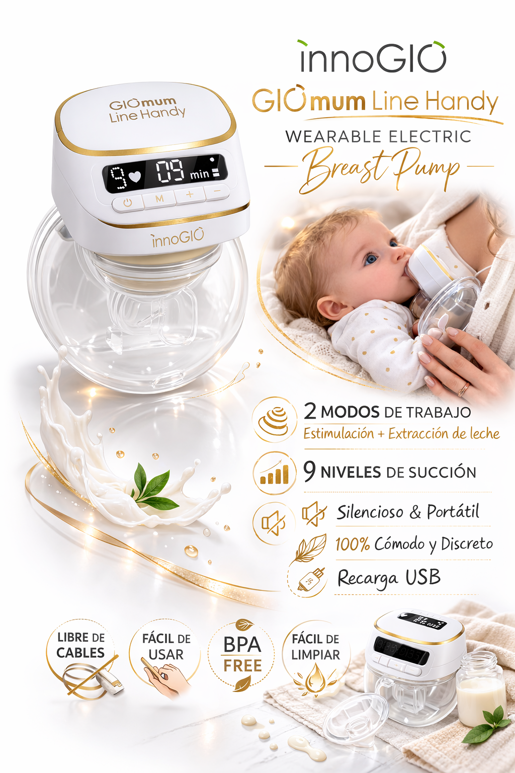 INNOGIO extractor de leche materna GIO-3561 - Imagen 2